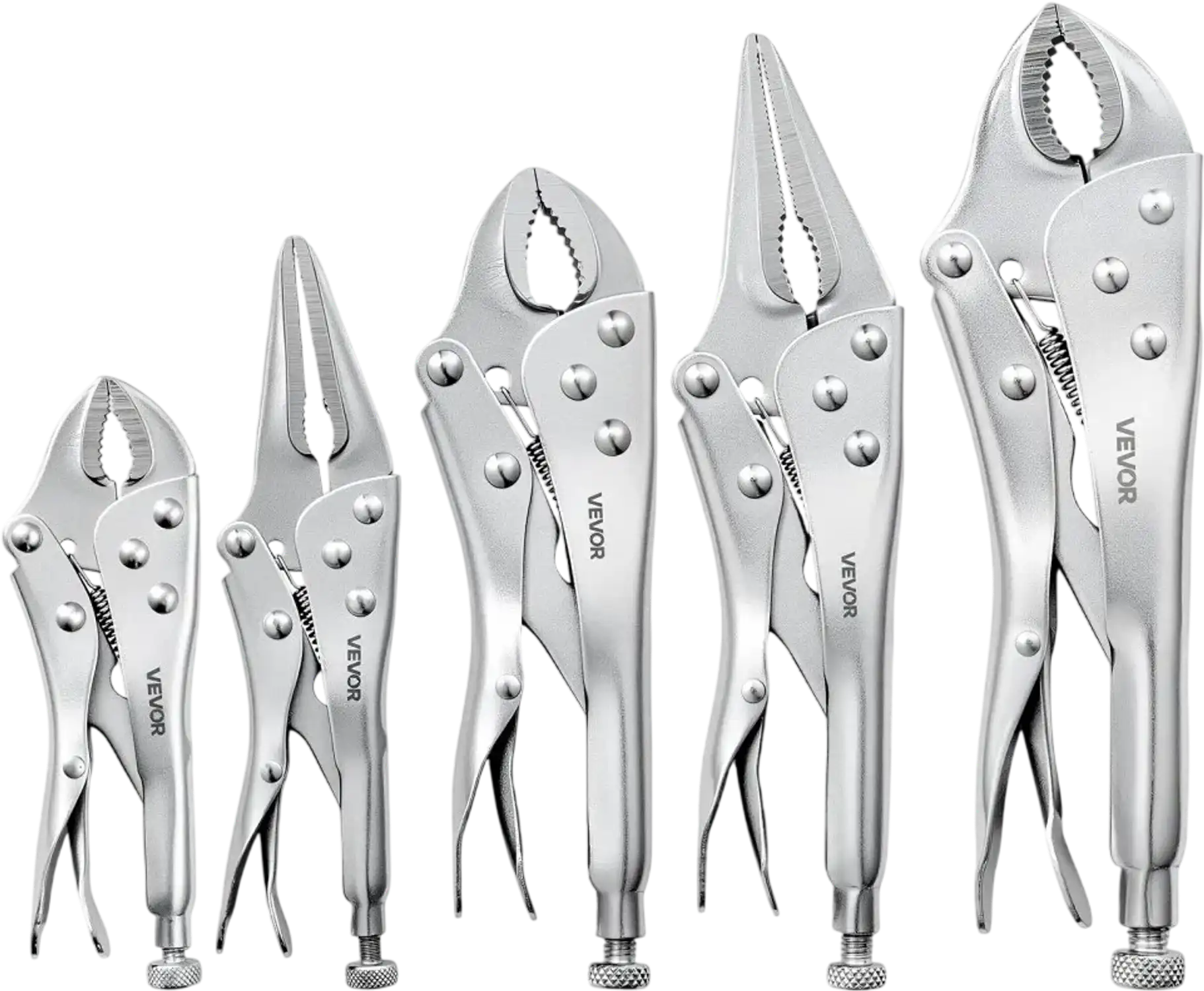 Vevor Locking Pliers Set 5-Piece Nickel-Plated Carbon Steel Hand Tools New