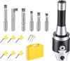 VEVOR R8 Boring Head 2-Inch Indexable 8 Piece Boring Bar Set with R8 Shank, for Milling Machine Drill Press, 7/16" to 4-1/2", Precision Bore Diameter Adjustment, Hardened & Ground, Labeled Storage Box