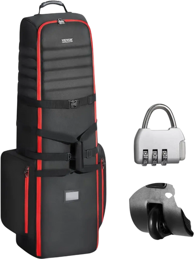 VEVOR Golf Travel Bag, Outdoors Soft-Sided Golf Travel Cover, Heavy Duty 1800D Polyester Oxford Wear-Resistant Waterproof, Padded Luggage Case with Wheels, Foldable Golf Club Storage Bag for Airline