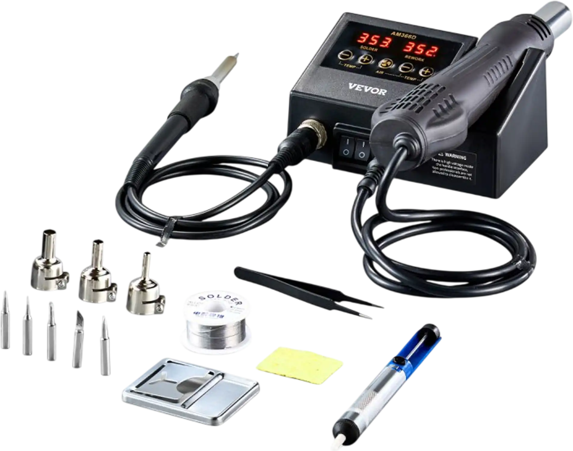 Vevor Soldering Station 2-in-1 Hot Air Rework 750W Digital Adjustable Temp New