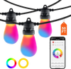 VEVOR RGB Outdoor String Lights, 50FT, Outside Patio Lights with APP Control 15 Bulbs, 15 Single-Color Adjustable Brightness Time Setting, Waterproof Hanging Lights for Halloween Decorations Christmas