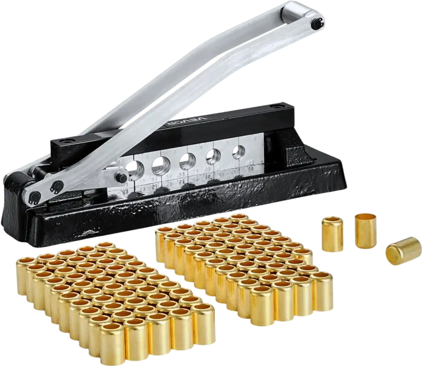 Vevor Hose Crimper Heavy-Duty Ferrule Bench Tool with 100pcs Brass Ferrules 0.44