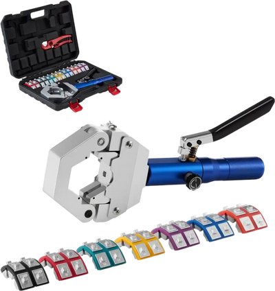 VEVOR Hydraulic Hose Crimper, Hydra-Krimp AC Hose Crimper Kit with 7 Dies Snap-On, Integral Manual Hydraulic A/C Hoses Crimping Tool for Automotive & Air Conditioning Repair - with Carrying Case