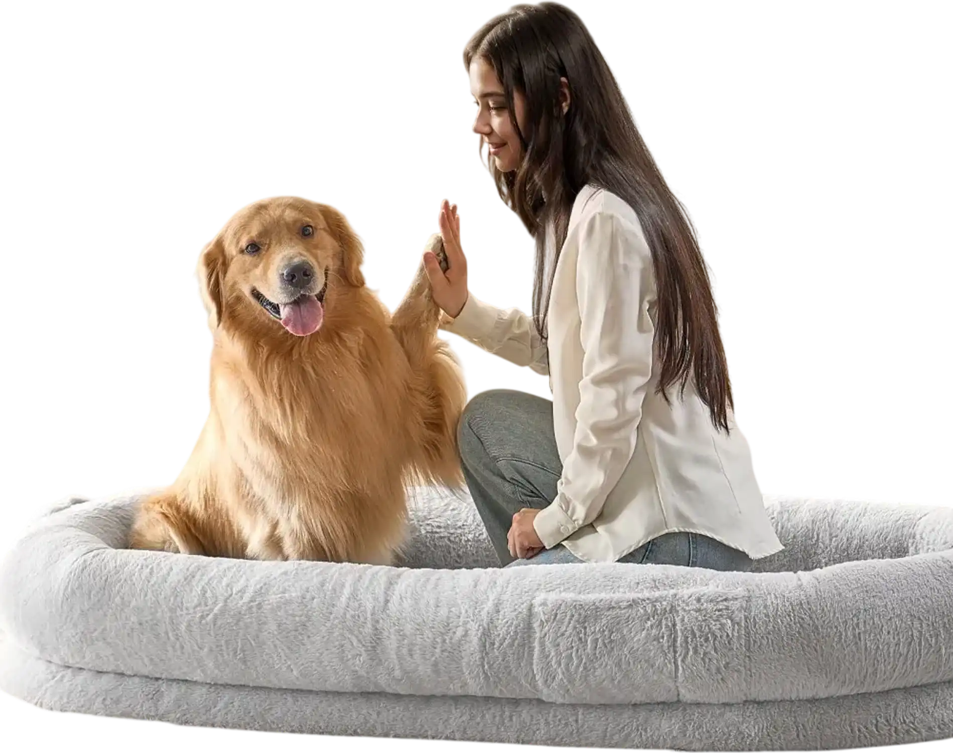 Vevor Human Dog Bed Washable Faux Rabbit Fur Large Human Size Dog Bed New