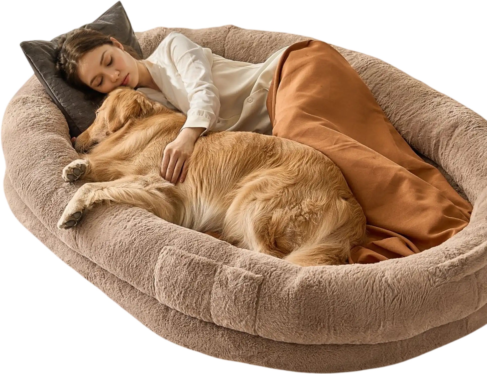 Vevor Human Dog Bed Washable Faux Rabbit Fur Brown 72