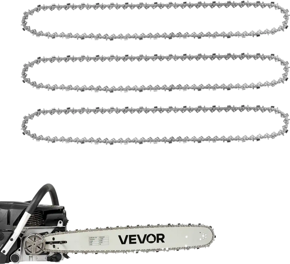 VEVOR Chainsaw Chain 3 Pack 20 Inch 0.325" Pitch 0.058" Gauge 76 Drive Link, Fits VEVOR CN-58G / CN-62G Gas Chainsaw, Forged Alloy Steel, Replacement Saw Chains with Sharp Cutter Teeth & Tie Straps