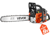 VEVOR Gas Powered Chainsaw 18 Inch 52CC 2.55HP 2 Stroke Engine Gas Chainsaw, for Wood Cutting, Tree Trimming & Land Clearing, Throttle-Synced Choke, Power Chain Saw with Non-Slip Handle & Dual Tanks