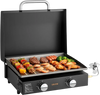 VEVOR Gas Griddle, 2 Burner Tabletop Griddle, 22 inch Portable Griddles Propane with Lid, Oil Drain Hole & Oil Collection Tray, 2 x 11000BTU Camping Flat Top Grill for Outdoor Cooking, Tailgating