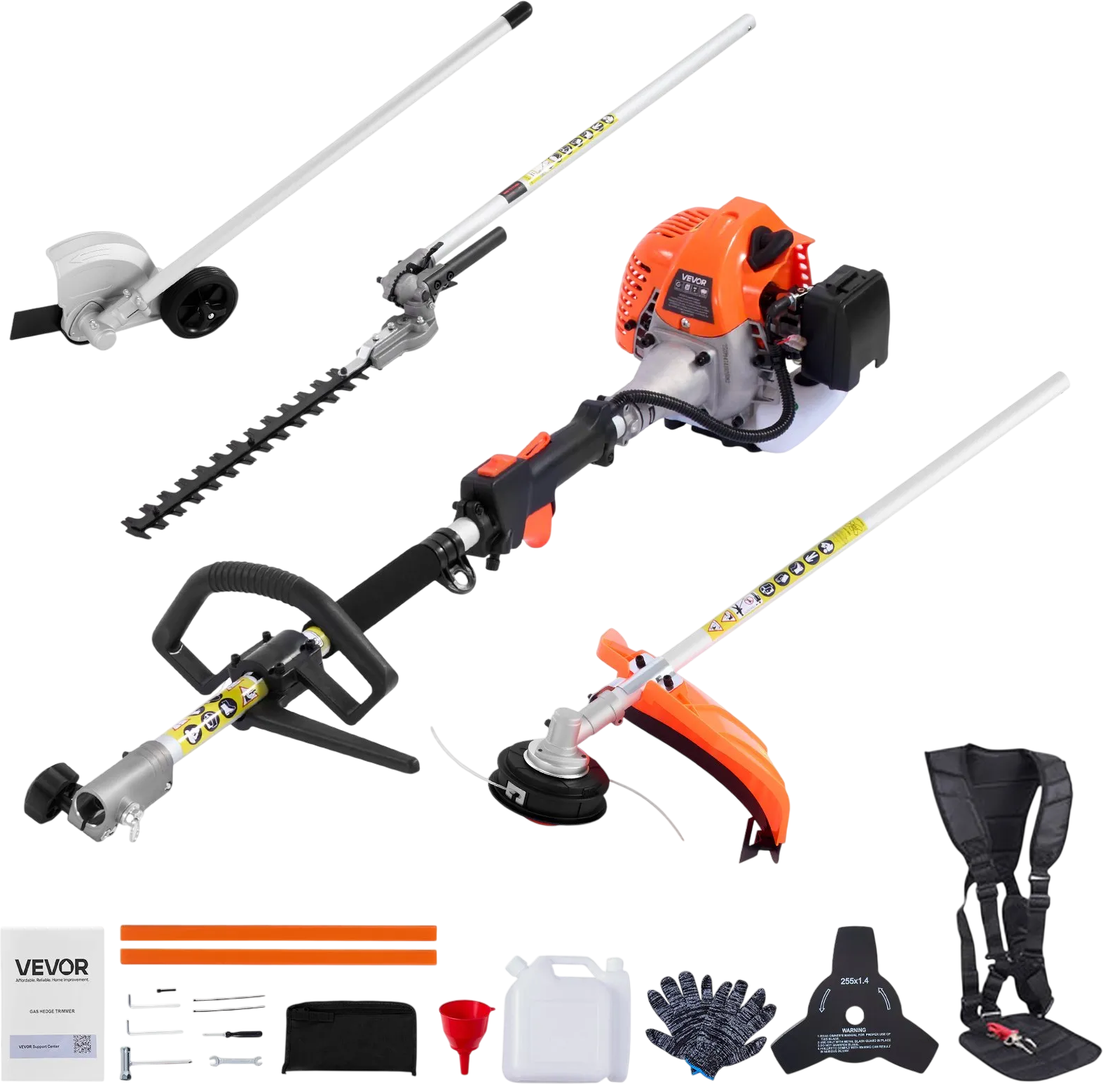 Vevor Gas Hedge Trimmer 26cc 4-in-1 Set with String Edger and Brush Cutter New