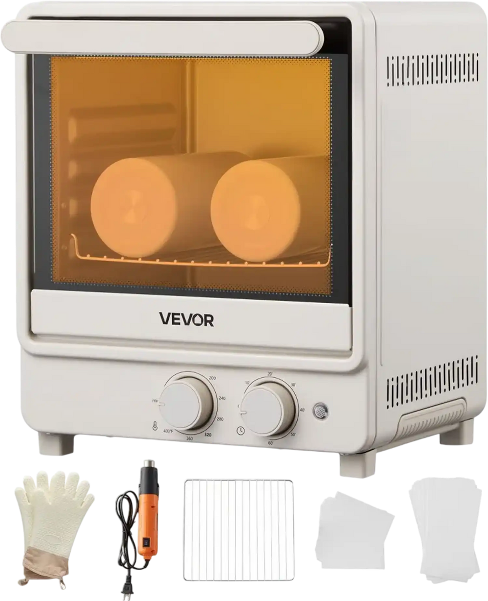 VEVOR Sublimation Oven Machine, 13 Qt, Fits 20oz Tumblers, with 1 Heat Air Gun, 50 Shrink Films, 1 Tape and 2 Heat Gloves, Oven for Sublimation Blank Tumblers, Mugs, Bowls, Off-White