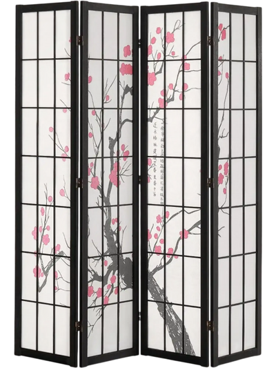 VEVOR Room Divider, 4 Panel Japanese Room Divider Screen, Wood Folding Privacy Screen Indoor, Japanese Partition Portable Decoration Dividers, for Room Separation Home Office Restaurant & Bedroom