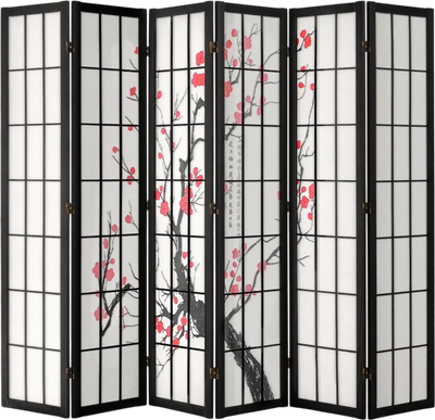 VEVOR Room Divider, 6 Panel Japanese Room Divider Screen, Wood Folding Privacy Screen Indoor, Japanese Partition Portable Decoration Dividers, for Room Separation Home Office Restaurant & Bedroom