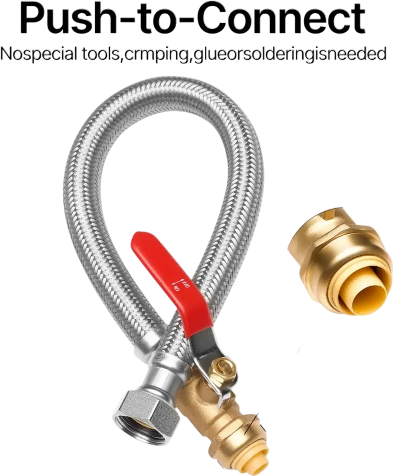 Vevor Water Heater Connector Kit Push-Fit Valve Flexible Supply Line 18