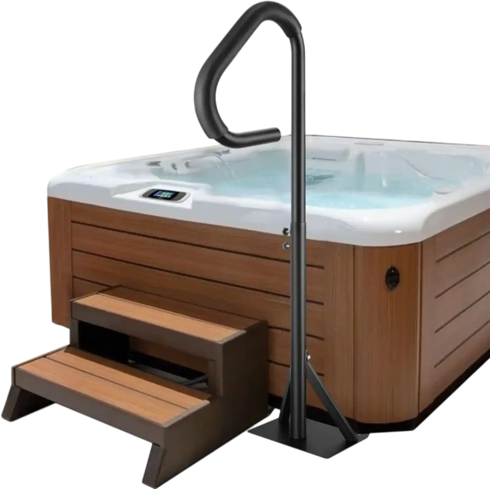 VEVOR Hot Tub Handrail, 360 Rotatable Spa Side Handrail with 35"-57" Adjustable Height, Rust-proof Aluminum Spa Step Hot Tub Hand Rail with Slide-Under Mount Base for Indoor & Outdoor, 600LBS Capacity