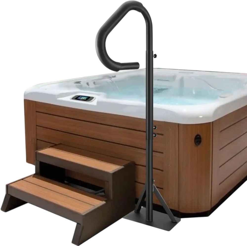 VEVOR Hot Tub Handrail, 360 Rotatable Spa Side Handrail with 48"-63" Adjustable Height, Rust-proof Aluminum Spa Step Hot Tub Hand Rail with Slide-Under Mount Base for Indoor & Outdoor, 600LBS Capacity