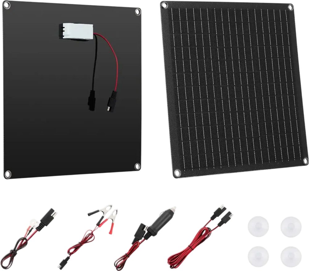 VEVOR 20W 12V Solar Panel Battery Charger, Solar Battery Trickle Charger Maintainer with Built-in Smart Controller & 3 Connection Cables, IP67 Waterproof Portable for RV Car Motorcycle Boat Van Camper