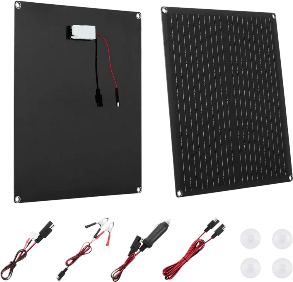 VEVOR 30W 12V Solar Panel Battery Charger, Solar Battery Trickle Charger Maintainer with Built-in Smart Controller & 3 Connection Cables, IP67 Waterproof Portable for RV Car Motorcycle Boat Van Camper