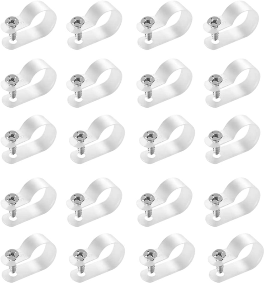 VEVOR R-Type Cable Clip, 0.51 in Wire Clamp, 100 Pack Nylon Screw Mounting Cord Fastener Clips with Screws, Electrical Grip Clip Wires Clamp, for Cable Management, Wire Organizer & Cord Holder(White)