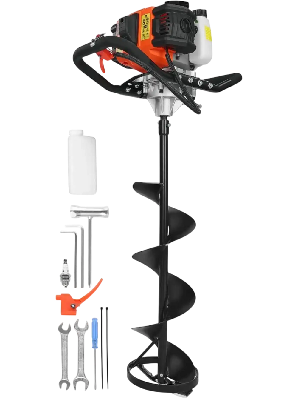 VEVOR Gas Powered Ice Auger, 52CC 2-Stroke Ice Fishing Augers with 8" Steel Drill Bit, Cold-Resistant & Portable Post Hole Digger, Precise and Fast Drilling Powerhead for Winter Fishing Rescue
