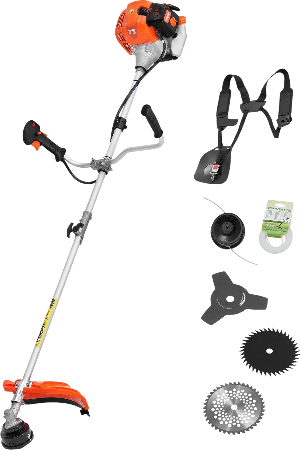 VEVOR String Trimmer, 42.7CC 2-Stroke, Gas Powered Weed Wacker, 16.9" Cordless Grass Trimmer, Multi-Functional Lawn Edger with Shoulder Strap & 3T Blade, Weed Eater for Quick Grass Cleaning