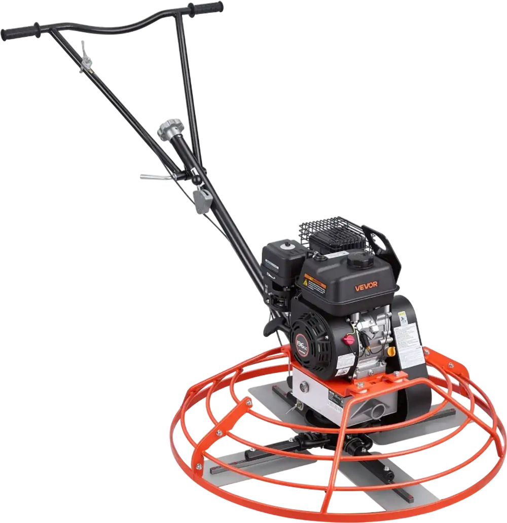 VEVOR Power Trowel, 34.8 inch Trowel Diameter Concrete Finishing Machine, 5.5HP Engine, 4 Blades, Adjustable Pitch, Gas-Powered Walk-Behind Cement Surface Finisher for Smooth Floors, Construction