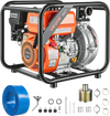 VEVOR Gas Powered Water Pump, 2 in, 128 GPM 6HP Semi Trash Water Transfer Pump Portable, Gasoline Engine with 25 ft Discharge Hose, Heavy Duty Frame, Cast Iron Impeller, for Irrigation, Ponds, Pools