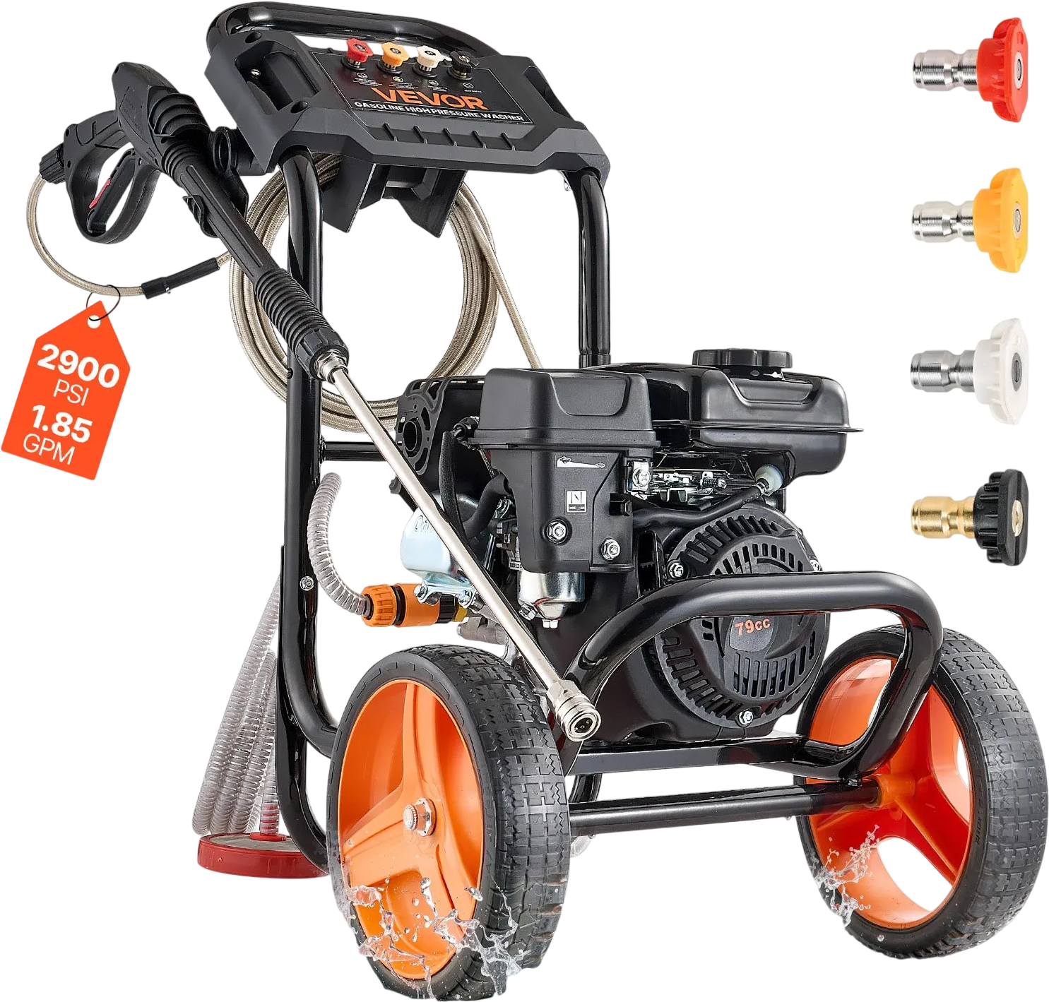 Vevor Gas Pressure Washer 2900 PSI 1.85 GPM with Spray Gun 4 Nozzle Set 10