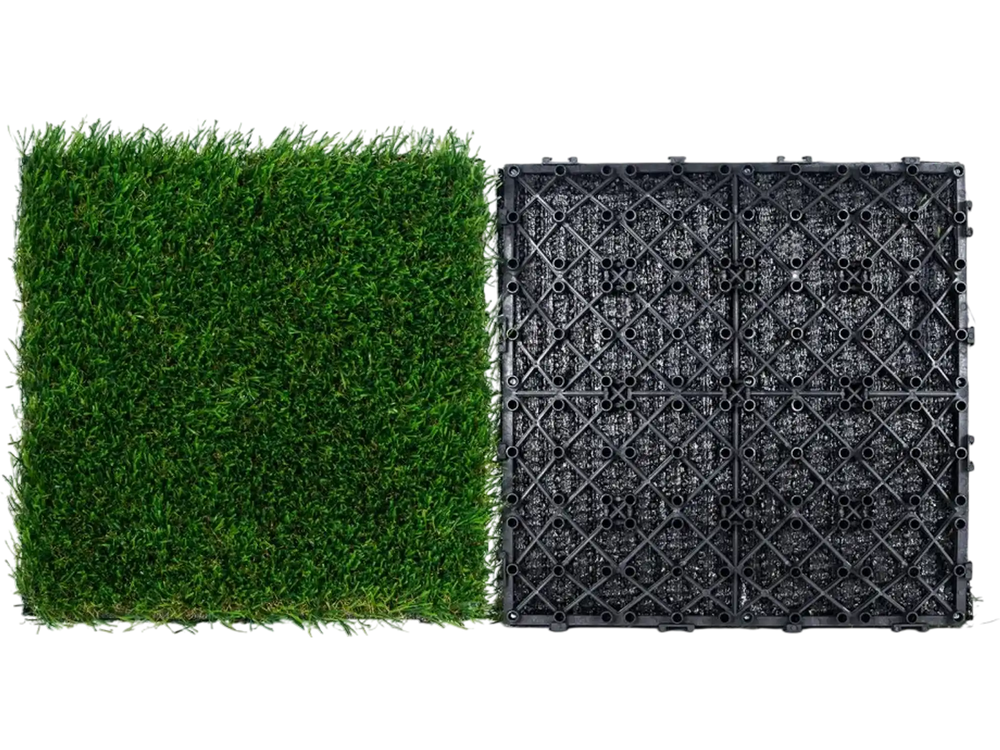 VEVOR Artifical Grass Tiles Interlocking Turf Deck Set, 18 Pack - 12"x12", Synthetic Fake Grass Self-draining Mat Flooring Decor Pad, Perfect For Multi-Purpose Indoor Outdoor Entryway Scraper Dog Mats