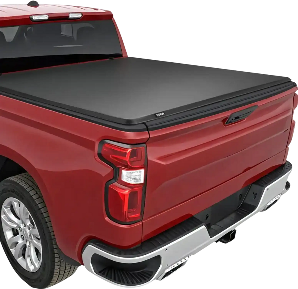 VEVOR Soft Roll-Up Truck Bed Tonneau Cover, Compatible with 2019-2025 Chevy Silverado/GMC Sierra 1500 New Body, Fits 5.8 ft (5 ft 9 in/69.3 in) Bed, PVC Tonneau Cover with Aluminum Alloy Support Bars