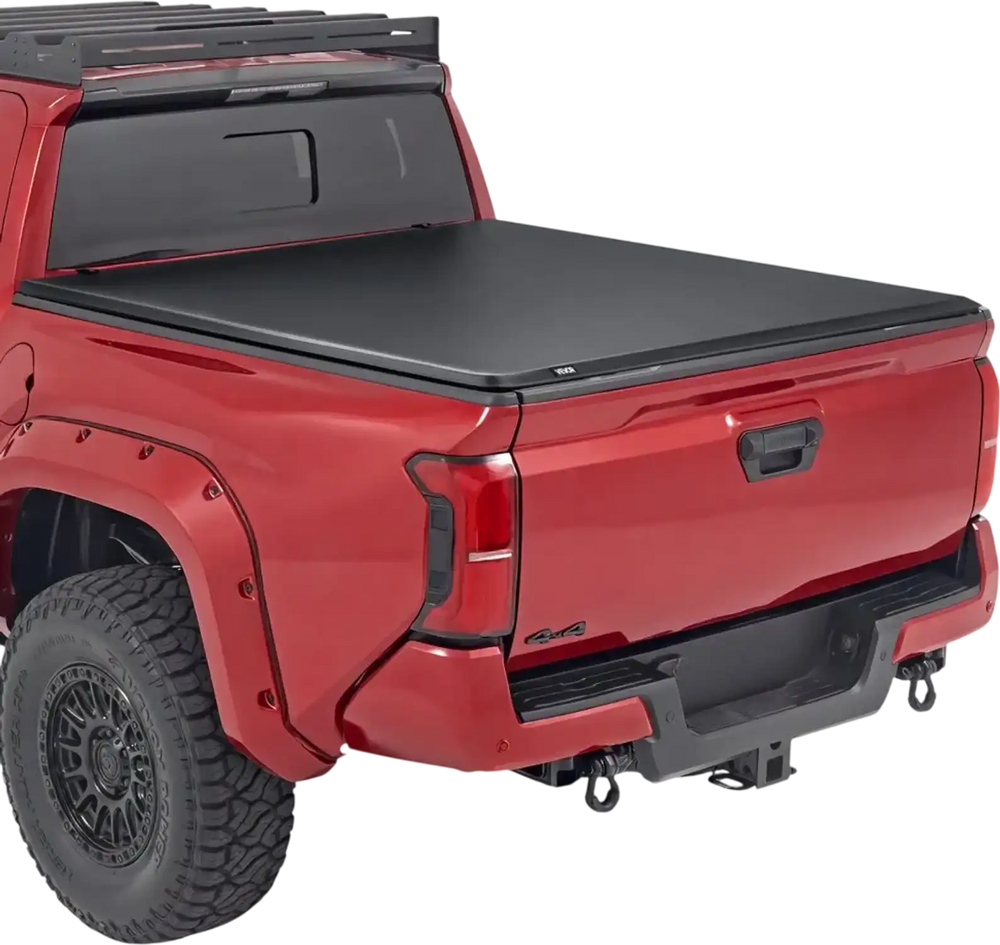 VEVOR Soft Roll-Up Truck Bed Tonneau Cover, Compatible with 2024-2025 Toyota Tacoma (Excl. Trail Edition) with Deck Rail System, Fits 5 ft (60 in) Bed, PVC Tonneau Cover with Three Aluminum Alloy Bars