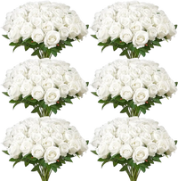 VEVOR Artificial Flowers, 120 pcs Real Looking White Foam Fake Roses Bulk, White Faux Bridal Shower with Stems for DIY Wedding Bouquets, Home Centerpieces Arrangements, Party Tables Decorations