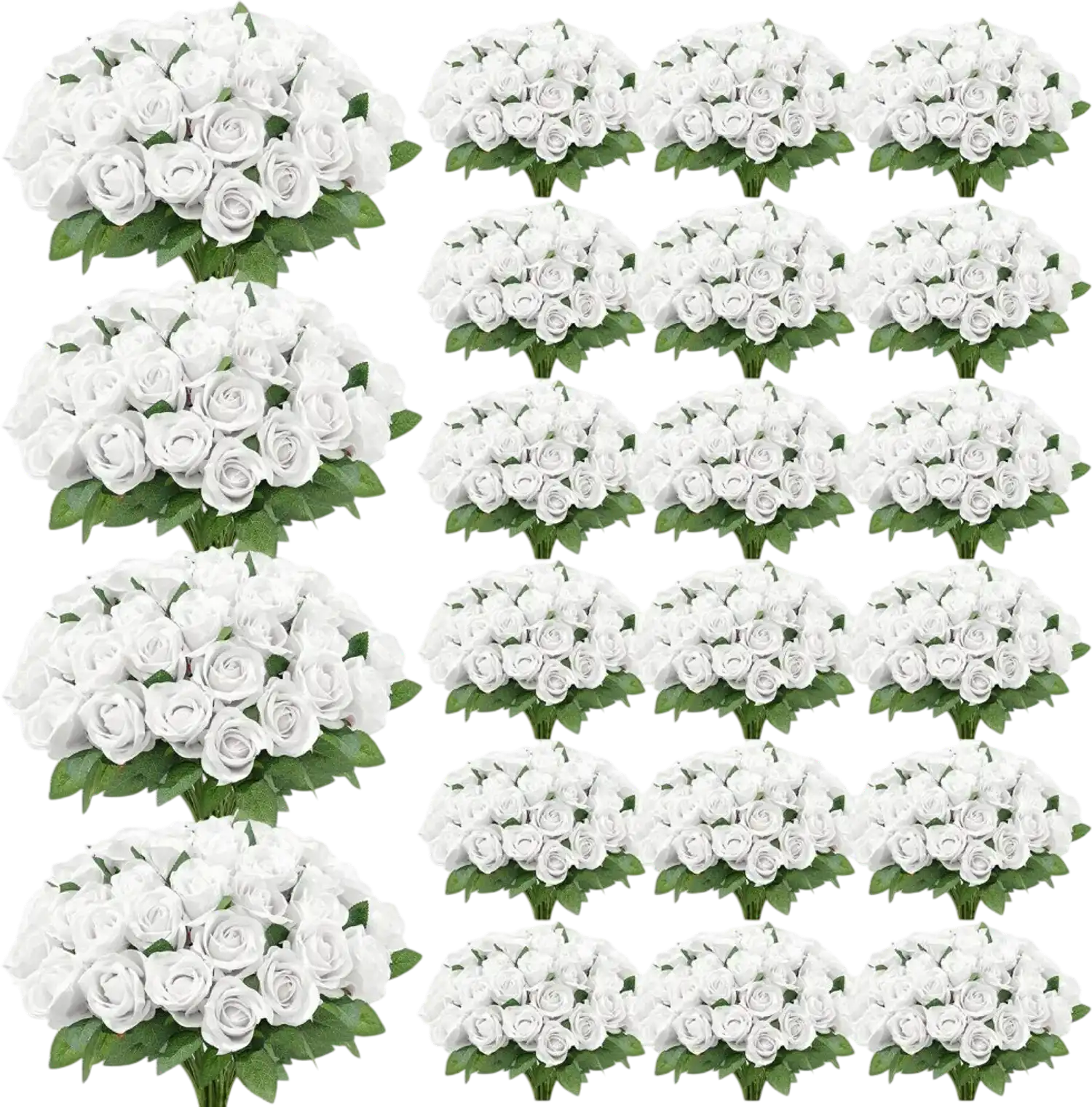 Vevor Artificial Rose White Silk Faux Flowers Bulk 500 PCS for Weddings, Centerpieces & Decor New
