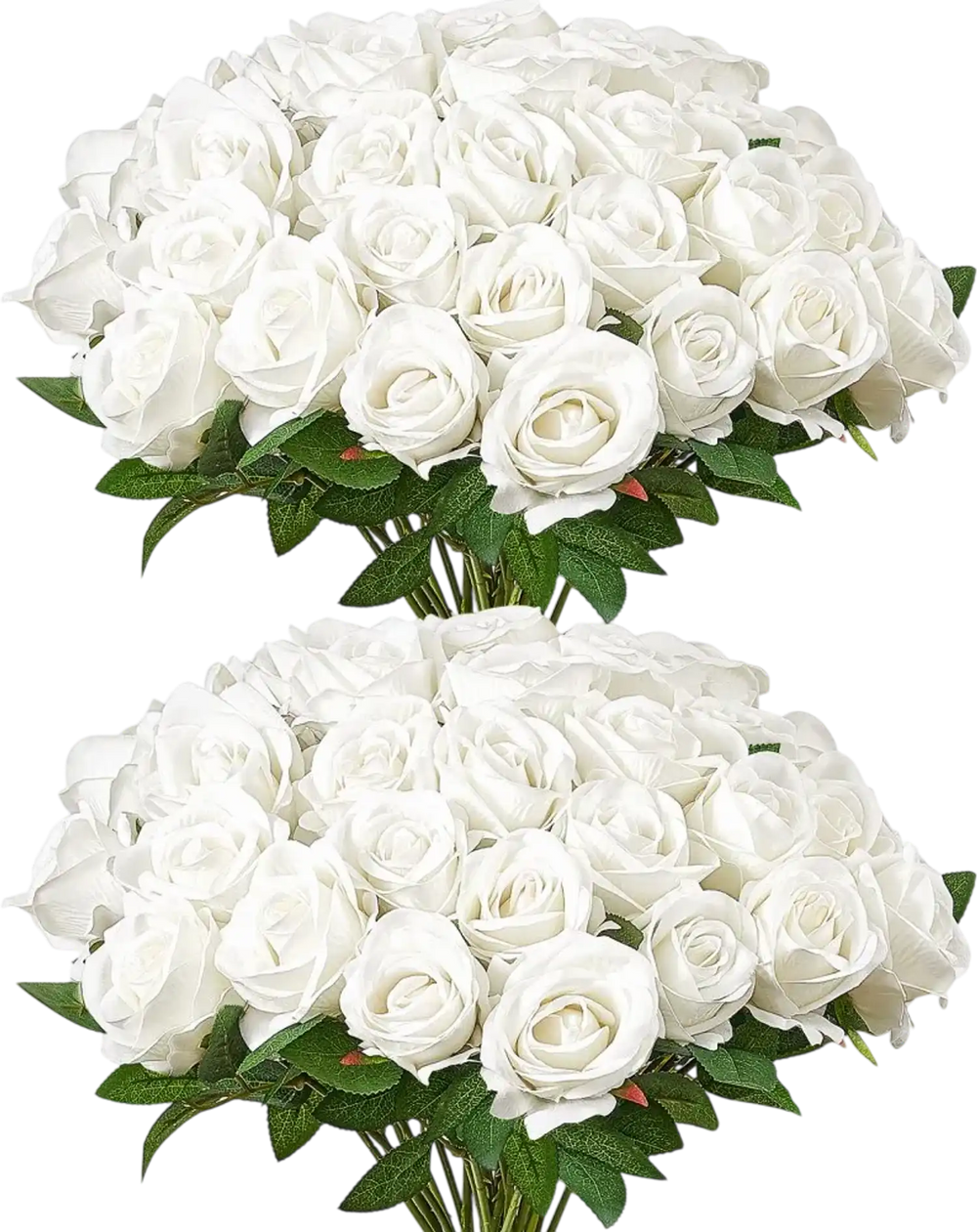 VEVOR Artificial Flowers, 60 pcs Real Looking White Foam Fake Roses Bulk, White Faux Bridal Shower with Stems for DIY Wedding Bouquets, Home Centerpieces Arrangements, Party Tables Decorations