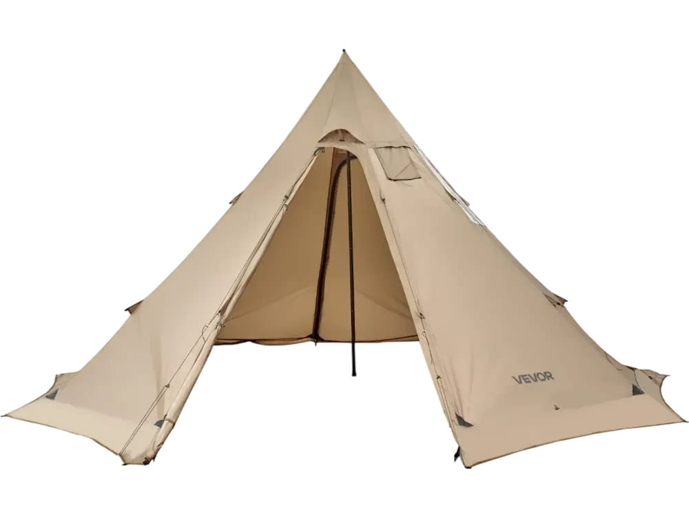 VEVOR Hot Tent for 4-6 Persons, Portable Winter Tipi Tent with Stove Jack, Waterproof Canvas Camping Tents, Lightweight 4 Season Shelter Tents for Hiking Fishing Backpacking, L Size