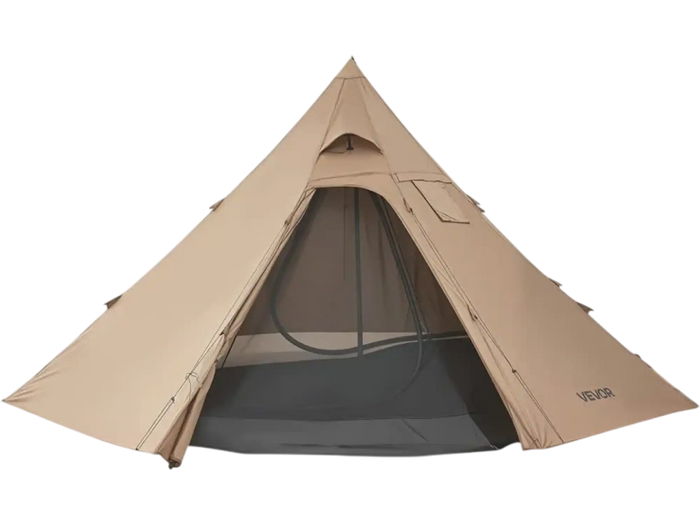 VEVOR Hot Tent for 4 Persons, Camping Tipi Hot Tents with Stove Jack & Inner Tent, Portable Winter Camping Tents with Snow Skirt, Easy Setup, Waterproof 4 Season Shelter Tents for Fishing Backpacking