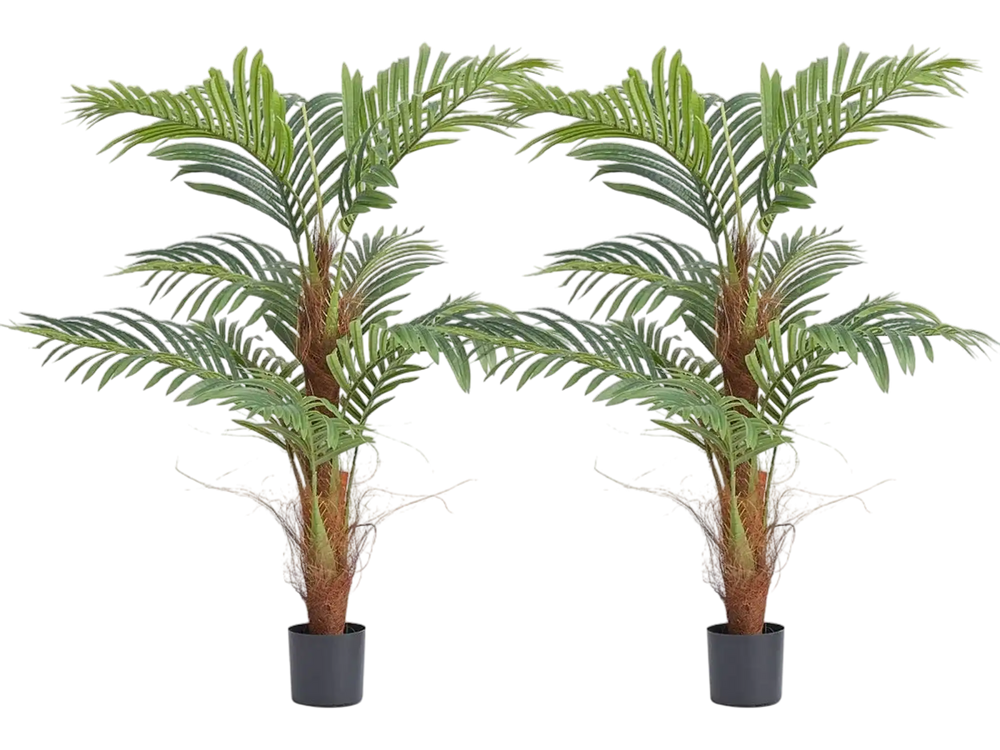 VEVOR Artificial Palm Tree, 4 FT Tall Faux Plant, Secure PE Material & Anti-Tip Tilt Protection Low-Maintenance Plant, Lifelike Green Fake Tree for Home Office Warehouse Decor Indoor Outdoor