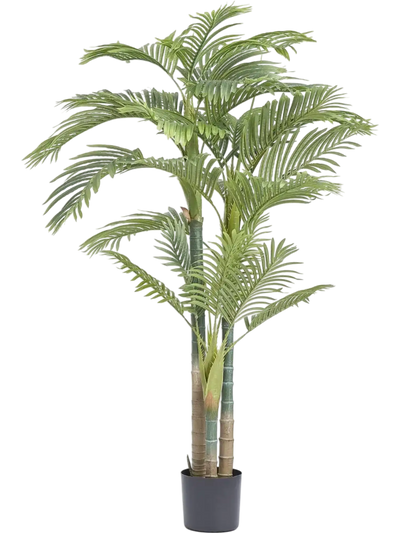 VEVOR Artificial Gold Cane Palm Tree, 6.5 FT Tall Faux Plant, PE Material & Anti-Tip Tilt Protection Low-Maintenance Plant, Lifelike Green Fake Tree for Home Office Warehouse Decor Indoor Outdoor