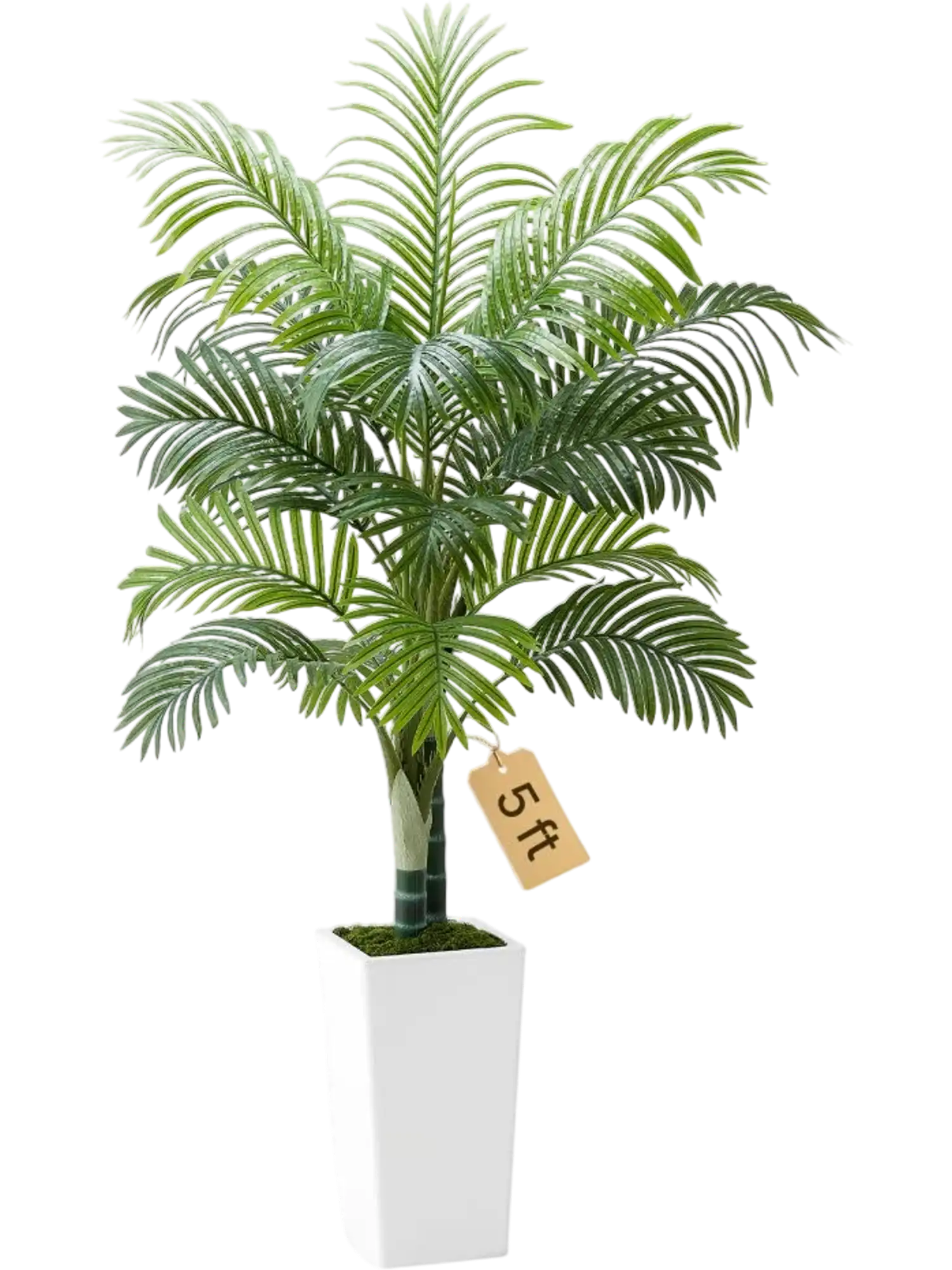 Vevor Artificial Plant 5' Thick-Trunk Areca Palm with White Planter New