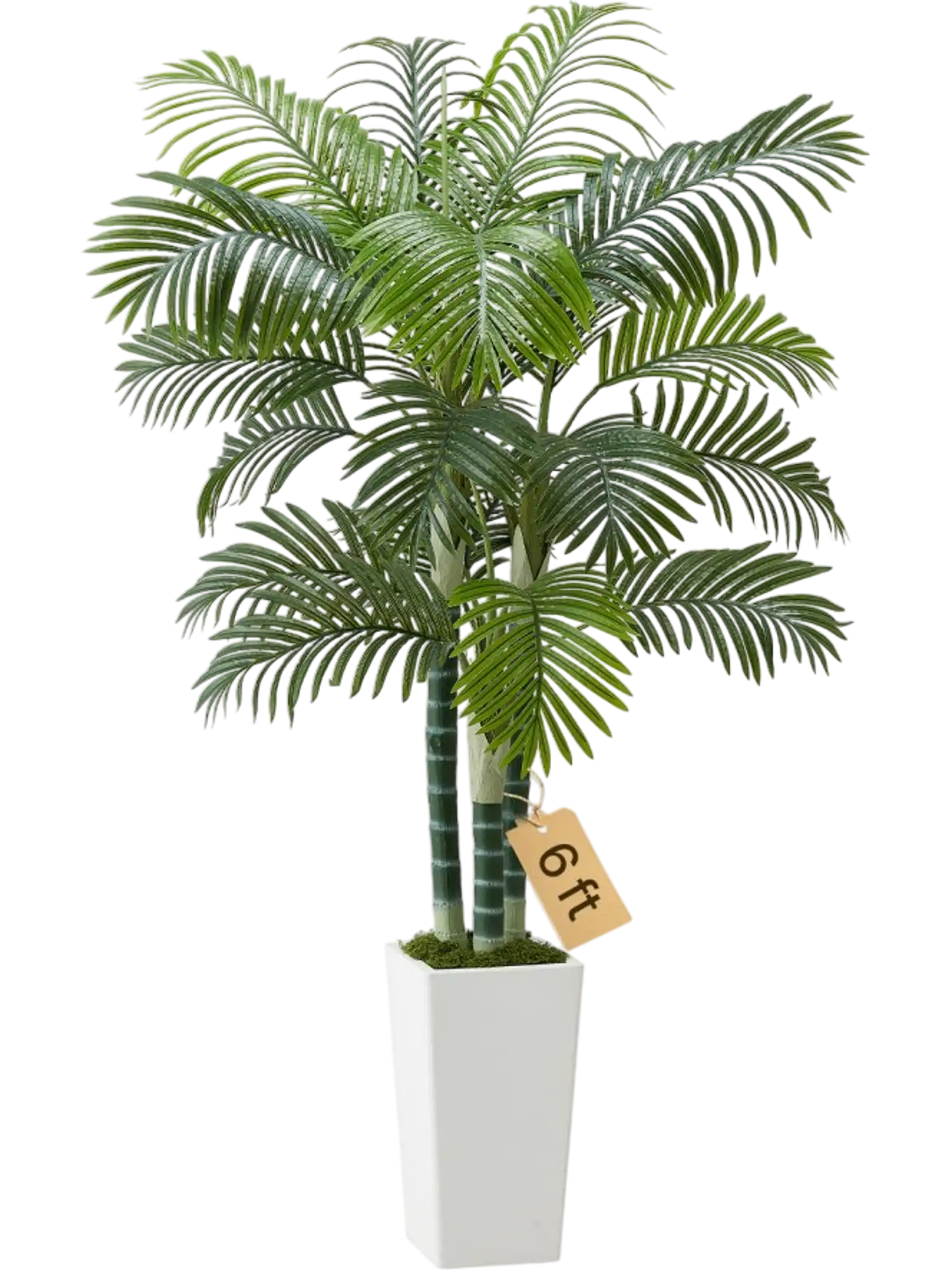 Vevor Artificial Areca Palm Tree 6' with White Planter New