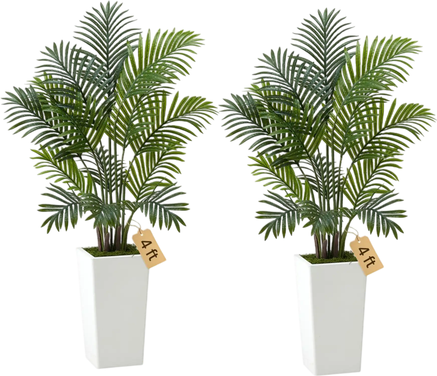 Vevor Artificial Areca Palm Trees with White Planter 4' 2-Pack New