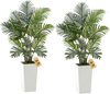 VEVOR Artificial Areca Palms 4 ft, 2 Pack Fake Palm Tropical Plants with White Tall Planter, Faux Floor Silk Plant in Pot, Large Tree for Home Office Living Room Decor House Warming, Indoor Outdoor