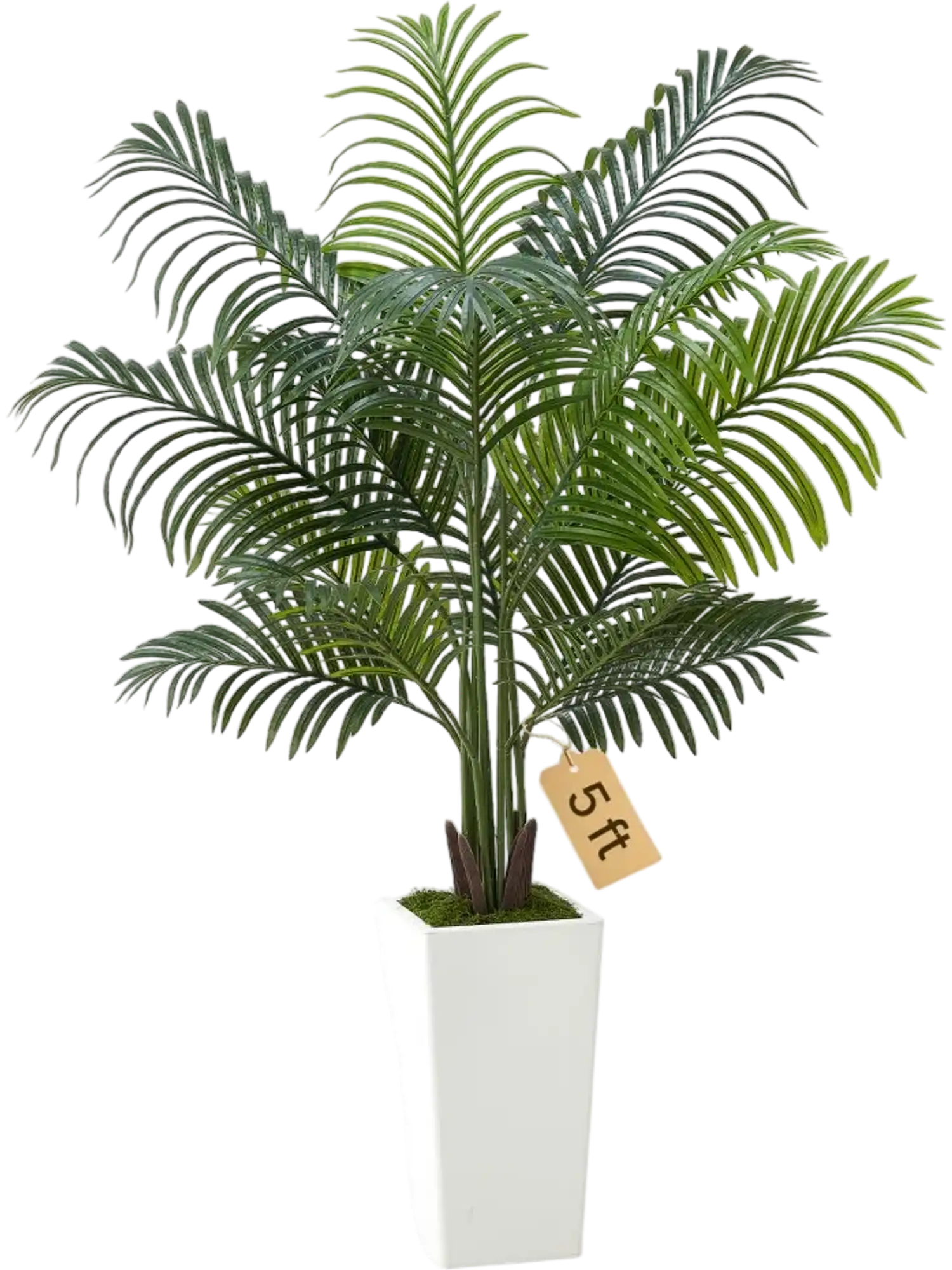 Vevor Artificial Palm Tree 5' Areca Palm with White Tall Planter New