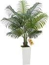 VEVOR Artificial Areca Palm Tree 5 ft, Fake Palm Tropical Plants with White Tall Planter, Faux Floor Silk Plant in Pot, Large Trees for Home Office Living Room Decor House Warming, Indoor Outdoor