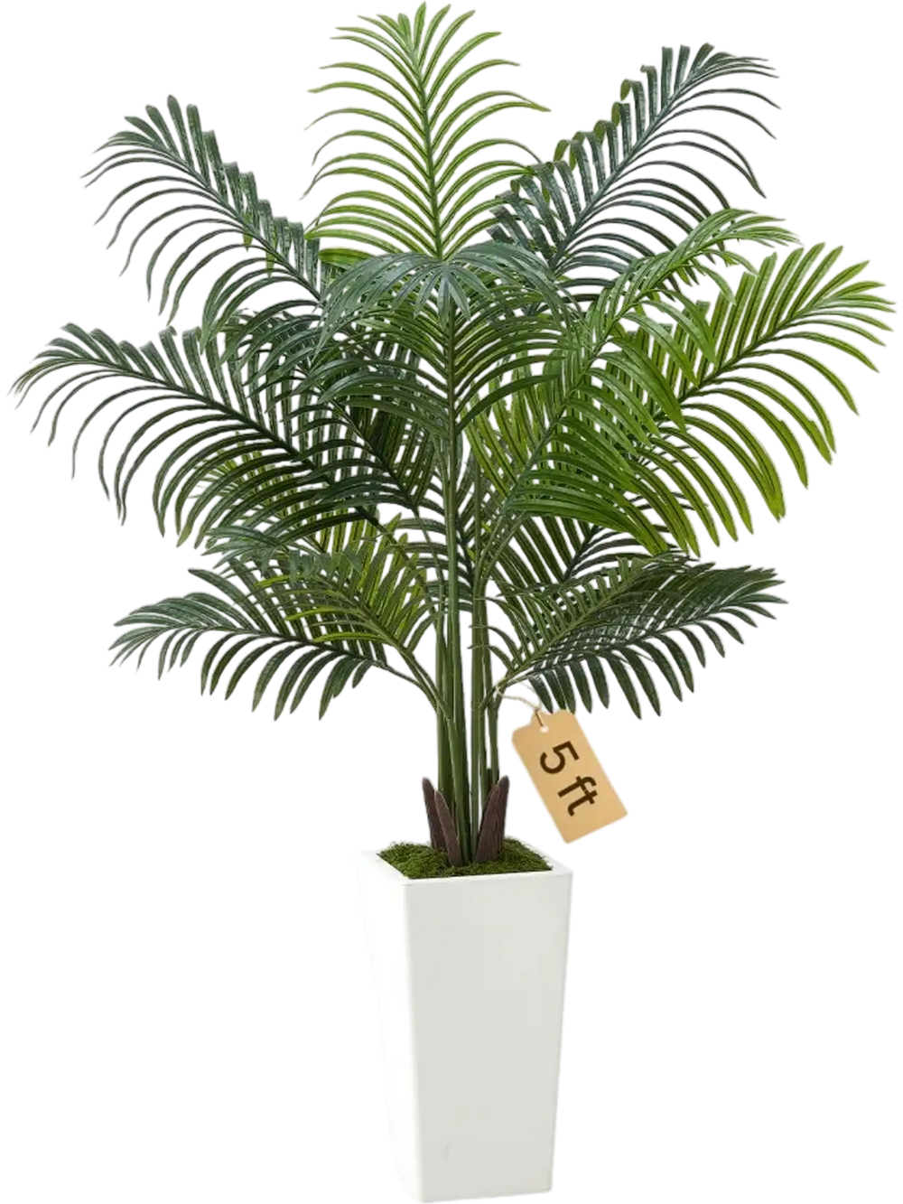 VEVOR Artificial Areca Palm Tree 5 ft, Fake Palm Tropical Plants with White Tall Planter, Faux Floor Silk Plant in Pot, Large Trees for Home Office Living Room Decor House Warming, Indoor Outdoor