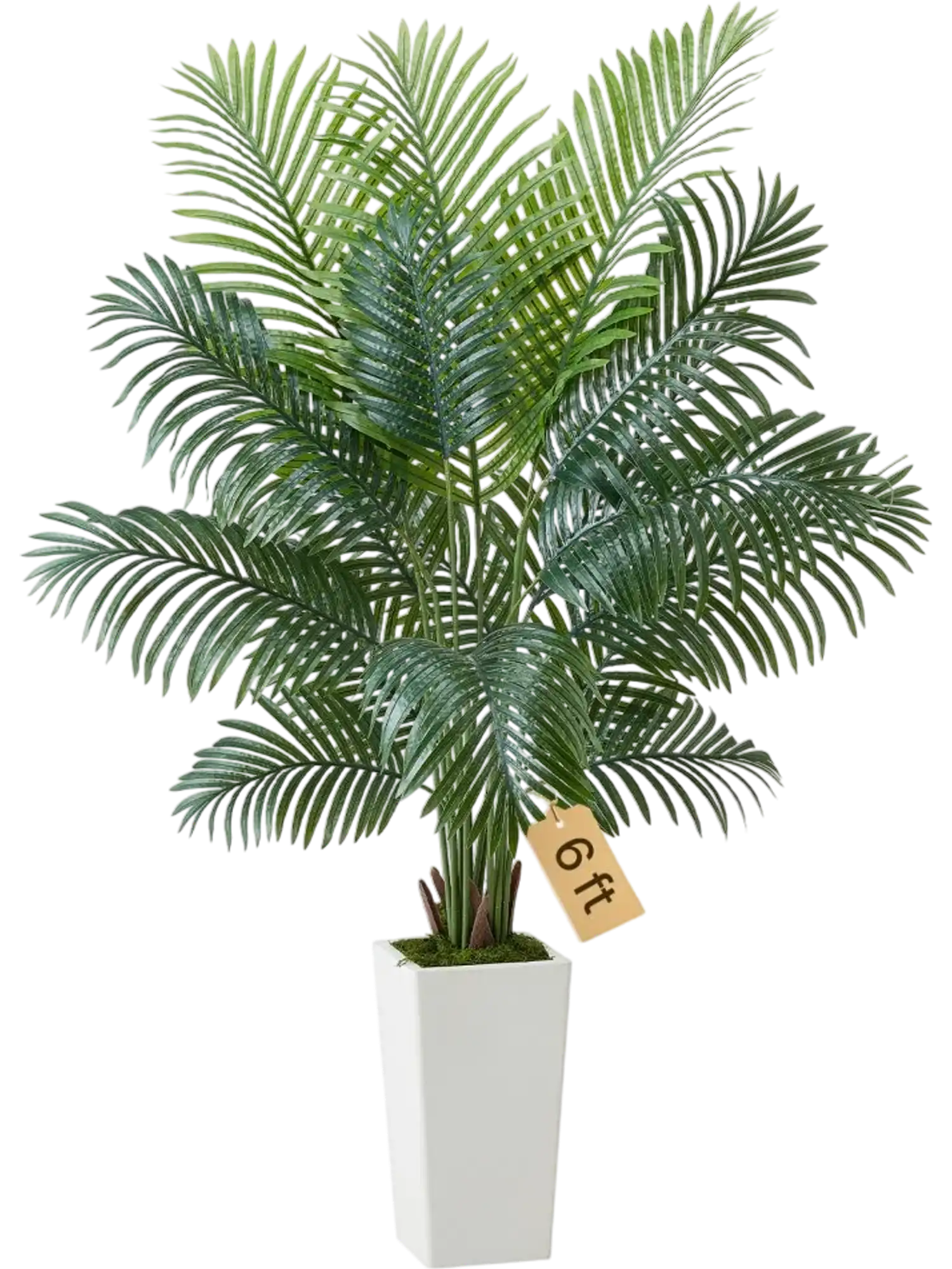 Vevor Artificial Areca Palm Tree 6' Faux Tropical Plant with White Tall Planter New