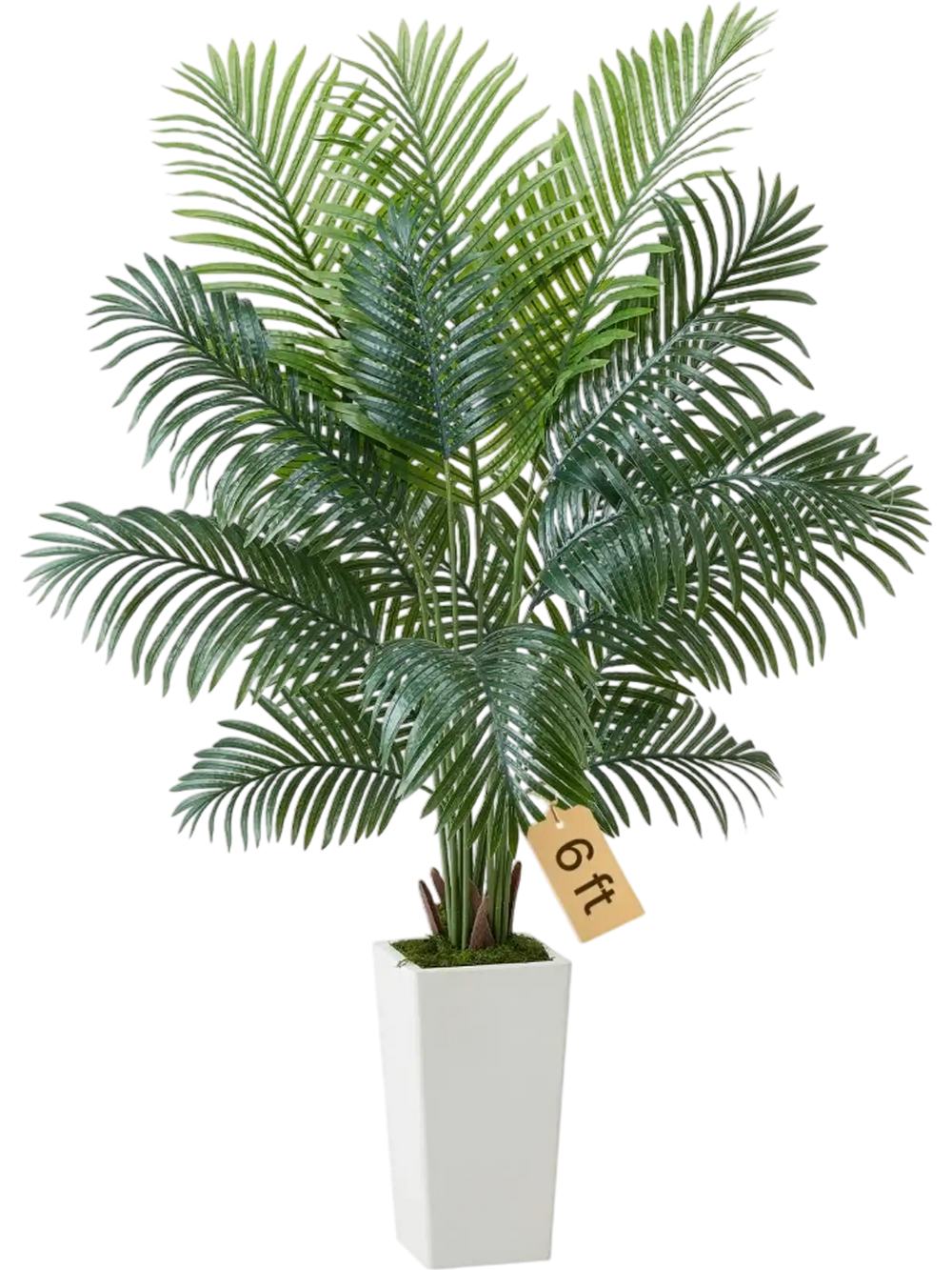 VEVOR Artificial Areca Palm Tree 6 ft, Fake Palm Tropical Plants with White Tall Planter, Faux Floor Silk Plant in Pot, Large Trees for Home Office Living Room Decor House Warming, Indoor Outdoor