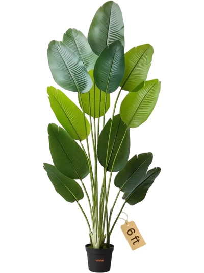 Vevor Artificial Bird of Paradise Plant 6' Tall with White Pot New