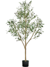 VEVOR 5FT Artificial Olive Tree with Black Pot, Tall Fake Tree with Natural Wood Trunk & Realistic Green Leaves and Fruits, Indoor Faux Plant for Home, Office, Living Room, Corner Decor