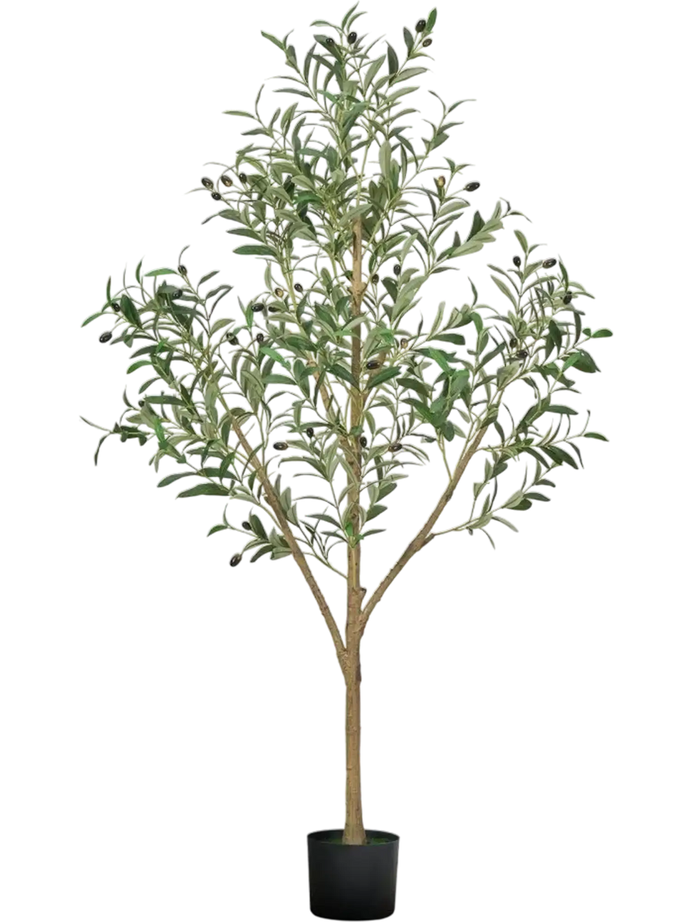 VEVOR 5FT Artificial Olive Tree with Black Pot, Tall Fake Tree with Natural Wood Trunk & Realistic Green Leaves and Fruits, Indoor Faux Plant for Home, Office, Living Room, Corner Decor