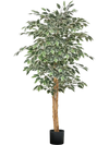 VEVOR 5FT Artificial Ficus Tree with Black Pot, Tall Faux Ficus Plant with Natural Wood Trunk and Realistic Green Leaves, Indoor Fake Silk Tree for Home, Office, Living Room, or Corner Décor